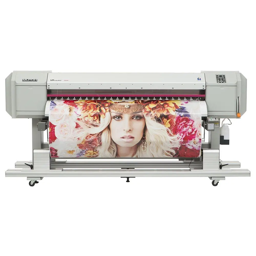 A large printer with a picture of a woman on it.