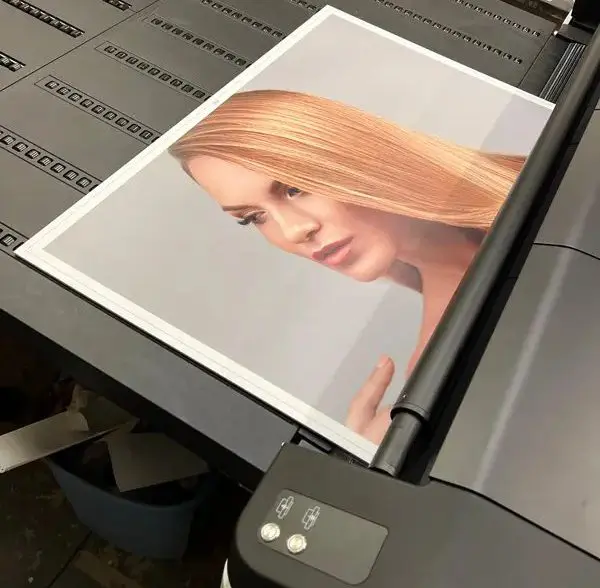 A picture of a woman on the printer.